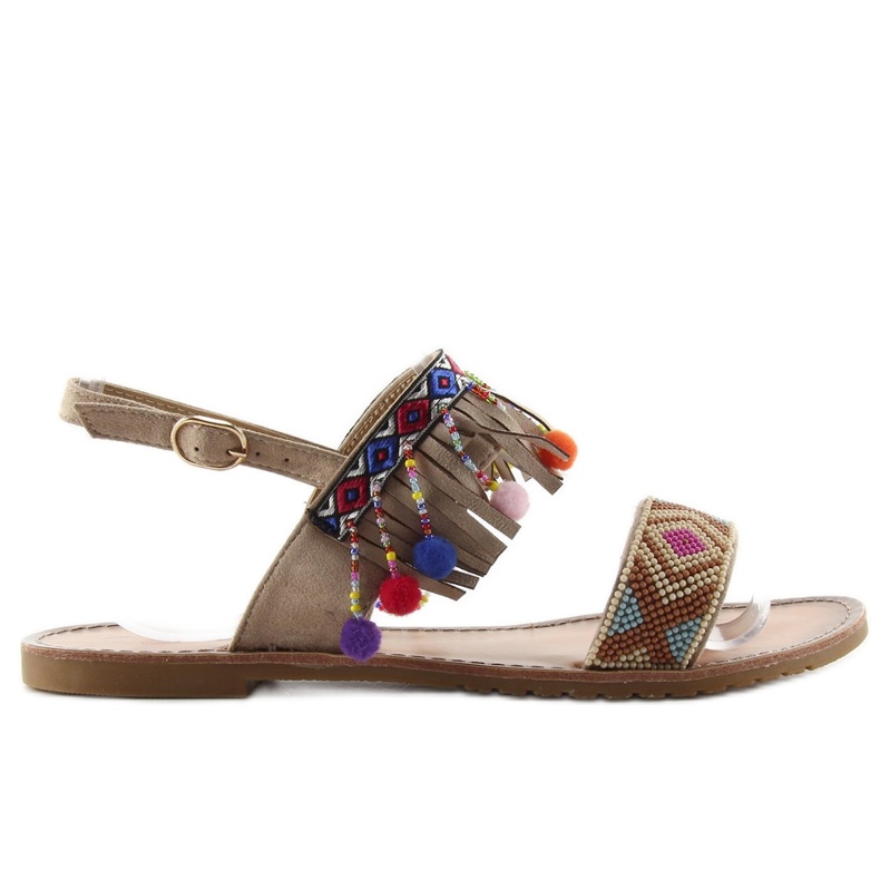 Maravillosas sandalias con pompones CL60 beige Maravillosas sandalias con pompones CL60 beige
