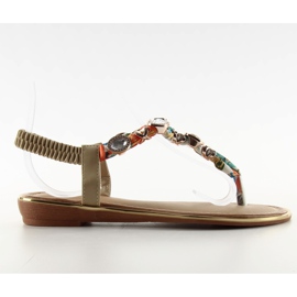 Chanclas sandalias con piedras C63 beige blanco marrón azul naranja
