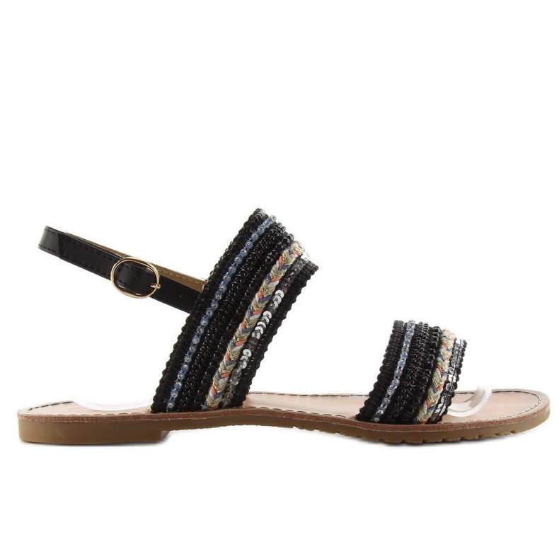 Sandalias con cintas decoradas CL61 negro