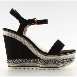 Sandalias hermosas cuña LL-56 negro