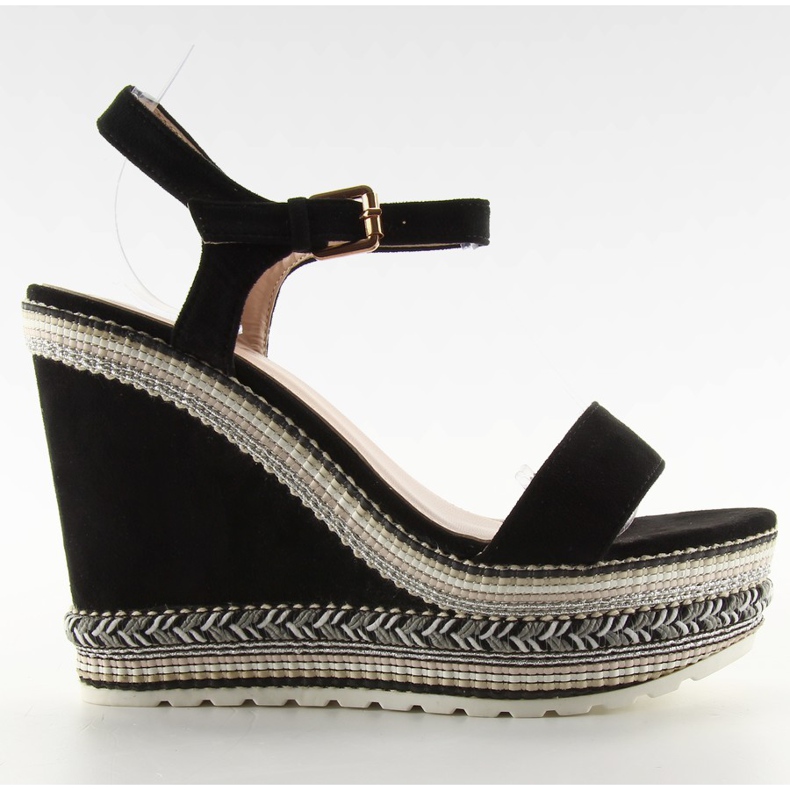 Sandalias hermosas cuña LL-56 negro