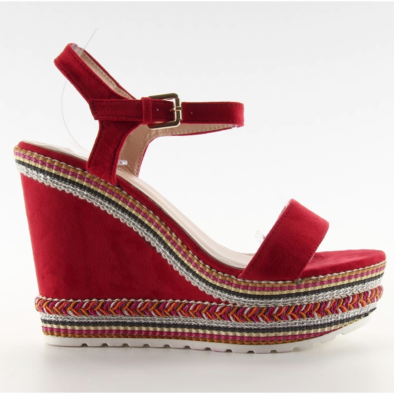 Hermosas sandalias en la cuña LL-56 ed rojo