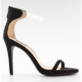 Sandalias de tacón alto con cinturón transparente 5075 Negro