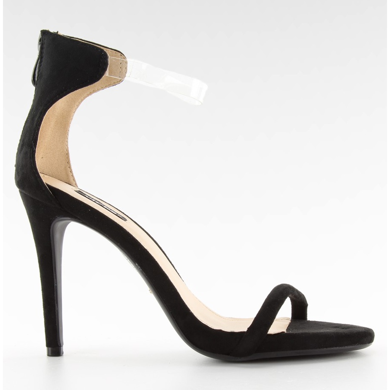Sandalias de tacón alto con cinturón transparente 5075 Negro Sandalias de tacón alto con cinturón transparente 5075 Negro