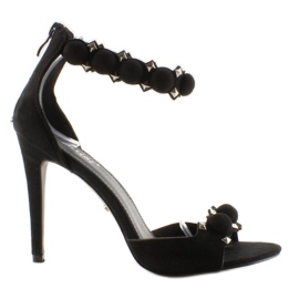 Sandalias con pasador Bolas divertidas LE022 Negro
