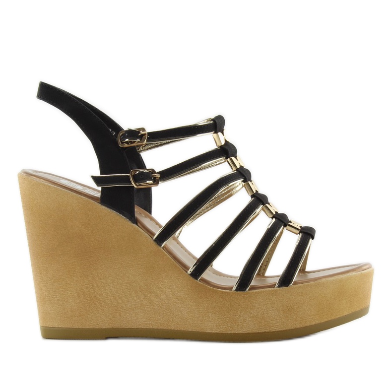 Sandalias con cuña GM-5032 negras negro Sandalias con cuña GM-5032 negras negro