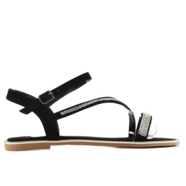 Sandalias de terciopelo con circonitas S78 negro