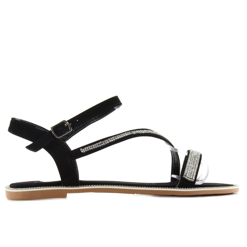 Sandalias de terciopelo con circonitas S78 negro