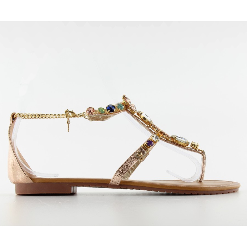Sandalias con una cadena en el tobillo JH37 Rosa rosado