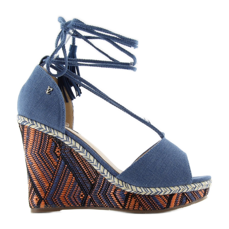 Sandalias Cuña Atadas Al Tobillo 2075 azul