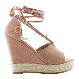 Sandalias Alpargatas Con Pompones Y8P Rosa rosado