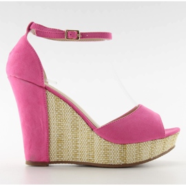 Sandalias en una cuña única 028 fucsia rosado