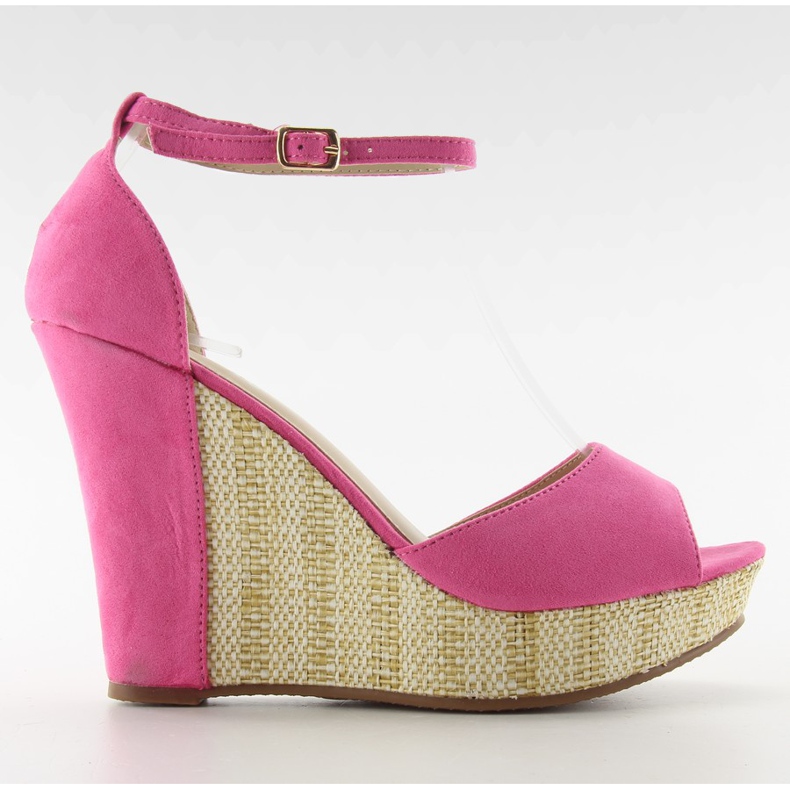 Sandalias en una cuña única 028 fucsia rosado
