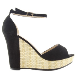 Sandalias en una cuña única 028 negro