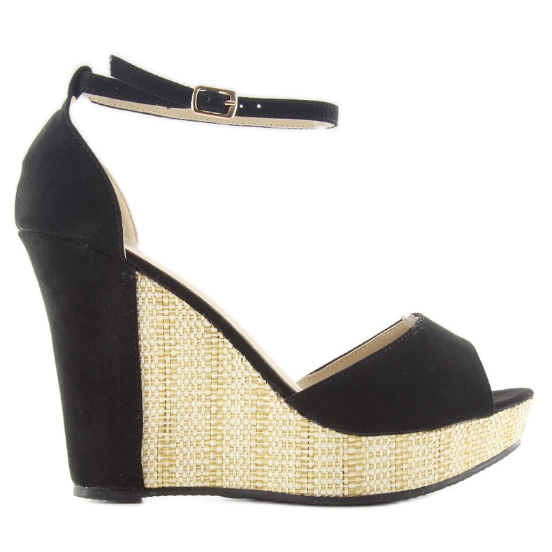 Sandalias en una cuña única 028 negro