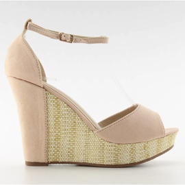 Sandalias en una cuña única 028 rosa rosado