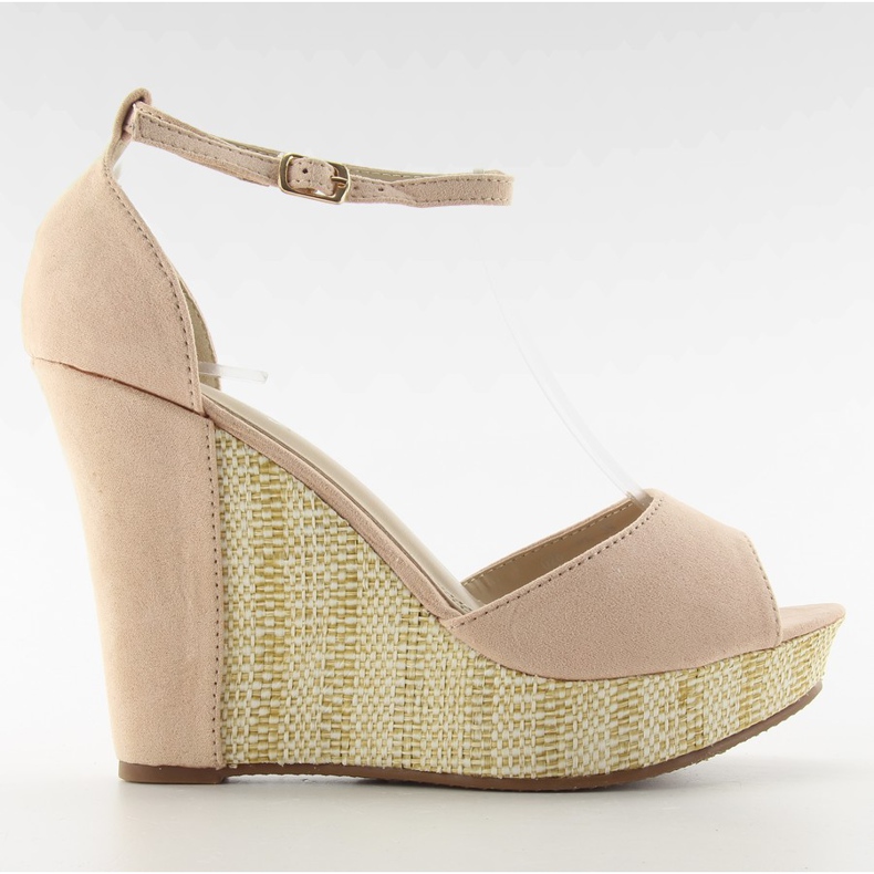 Sandalias en una cuña única 028 rosa rosado