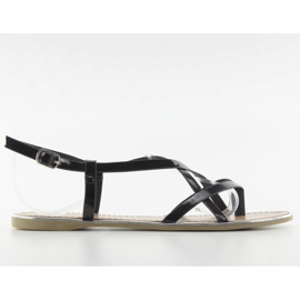 Sandalias con ribete plateado h161 negro