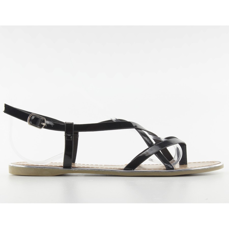 Sandalias con ribete plateado h161 negro
