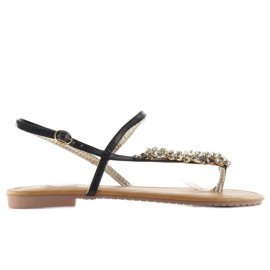Sandalias elegantes con piedras jh33 negras negro