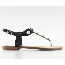 Chanclas con perlas grandes LL-75 Negro