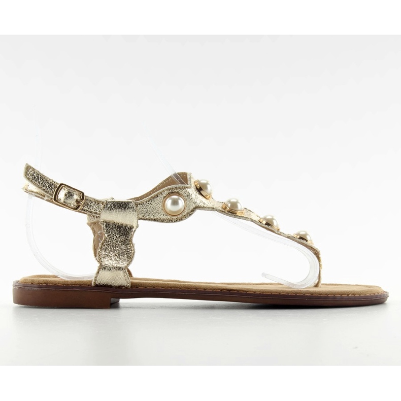 Chanclas con perlas grandes LL-75 Gold dorado