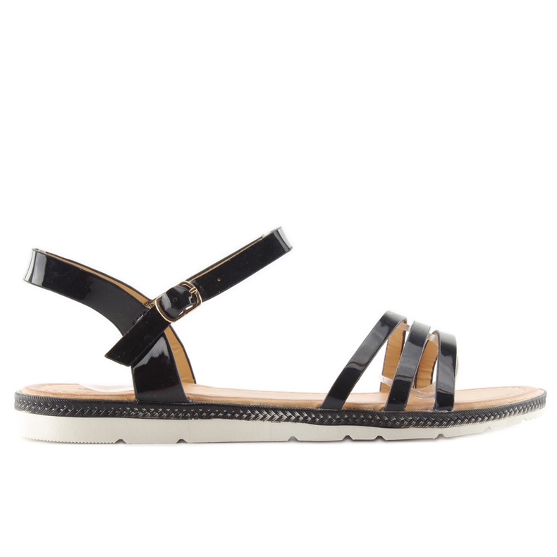 Sandalias Con Acabado Negro Metalizado
