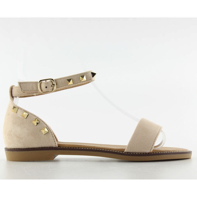 Sandalias con tachuelas en el tobillo s51 beige