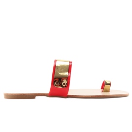 Babuchas con rayas doradas 6334pt rojo