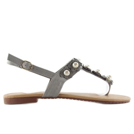 Chanclas con perlas D-6541 gris Chanclas con perlas D-6541 gris