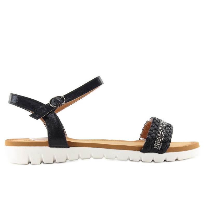 Sandalias negras con un brillo metalizado. negro Sandalias negras con un brillo metalizado. negro