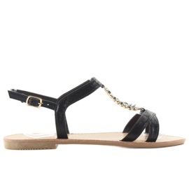 Sandalias con piedras negras decorativas negro