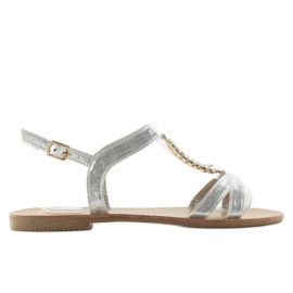 Sandalias con piedras plateadas decorativas gris