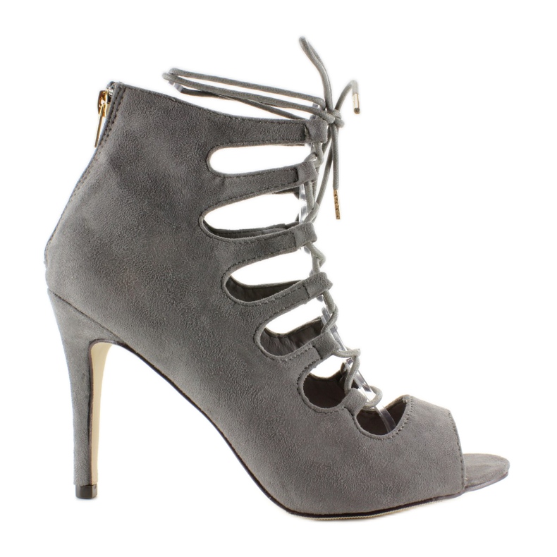 Sandalias con cordones en un tacón alto Qq01P gris