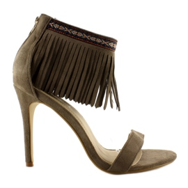 Sandalias flecos etnicas kaki caqui Sandalias flecos etnicas kaki caqui