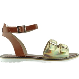 2015L-139-3W Sandalias holograma dorado