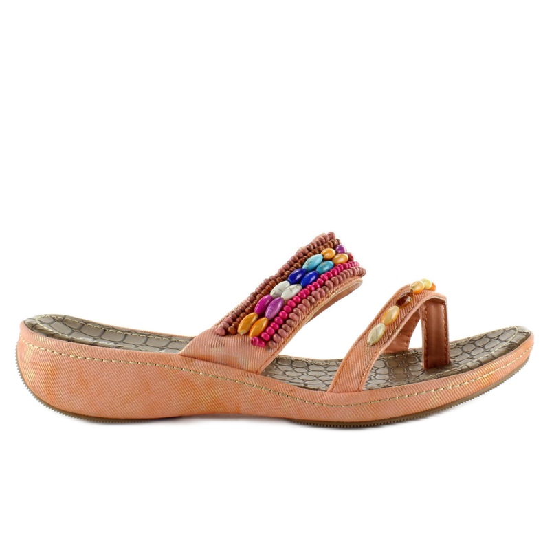 Chanclas con abalorios A123-6 salmón naranja