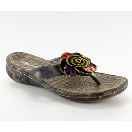 Chanclas con flor A123-1 negro