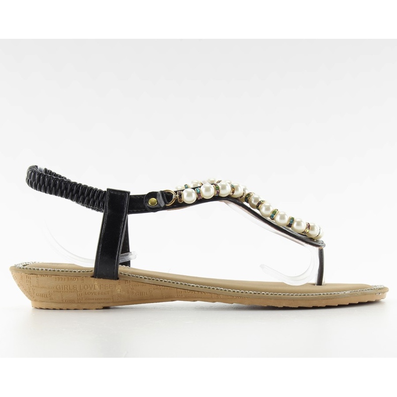 Sandalias con perlas 2017-25 Negro.