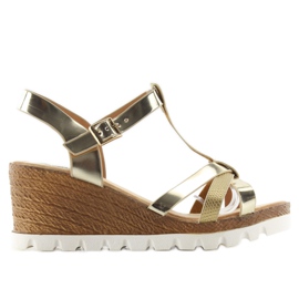 Sandalias cuña FD-76 oro dorado