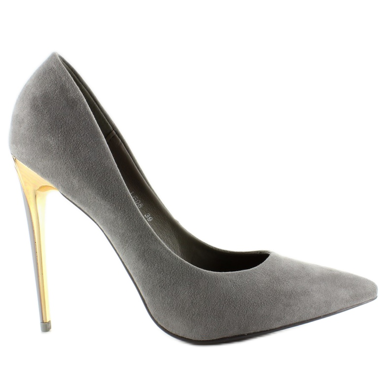 Tacones Altos Ante Tacon Dorado Le08 Gris