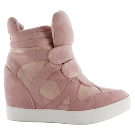 Deportivas de ante rosa con cierre de velcro
