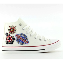 Deportivas tobilleras con piedras BL101P Blanco