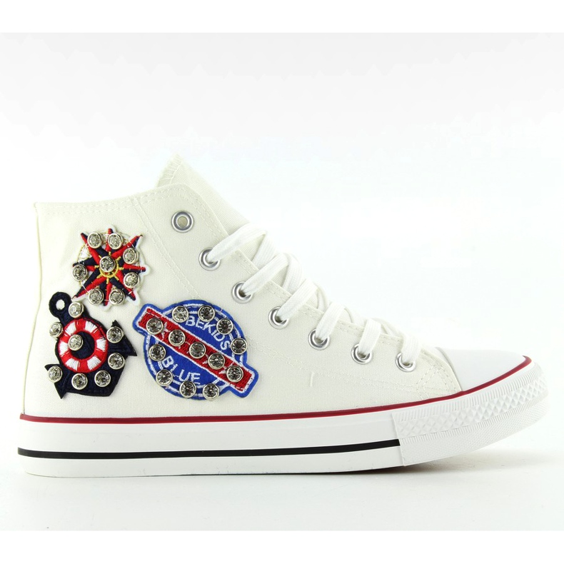 Deportivas tobilleras con piedras BL101P Blanco