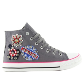 Deportivas tobilleras con piedras BL101P Gris