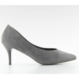 Tacones bajos con muesca ll-98p gris.