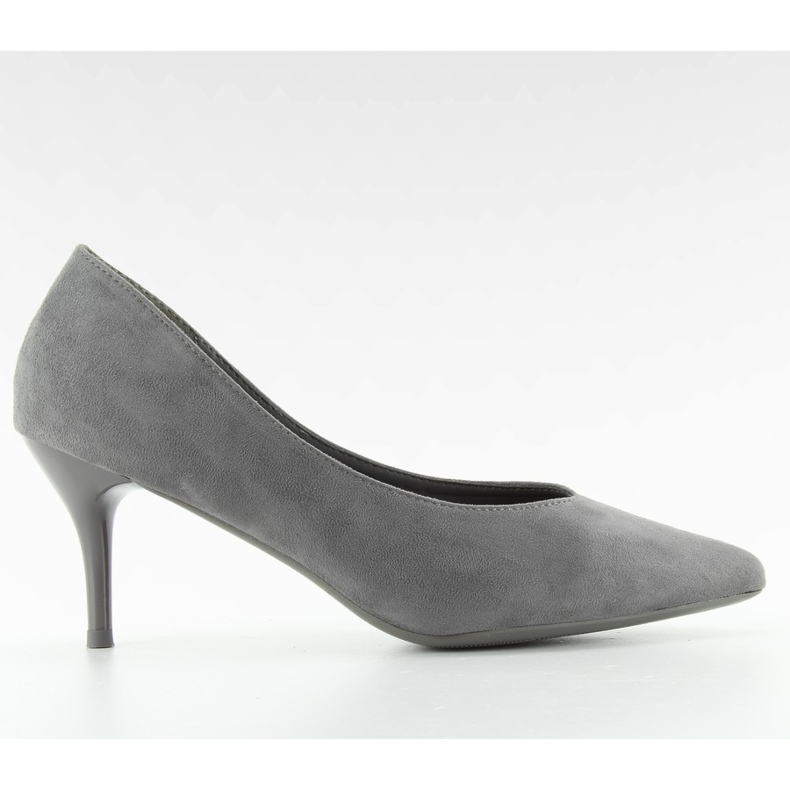 Tacones bajos con muesca ll-98p gris.