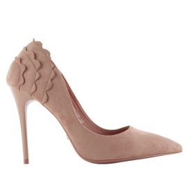 Zapatos de tacón ante con volante LE031 Rosa rosado