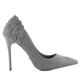 Tacones de ante con volante LE031 Gris