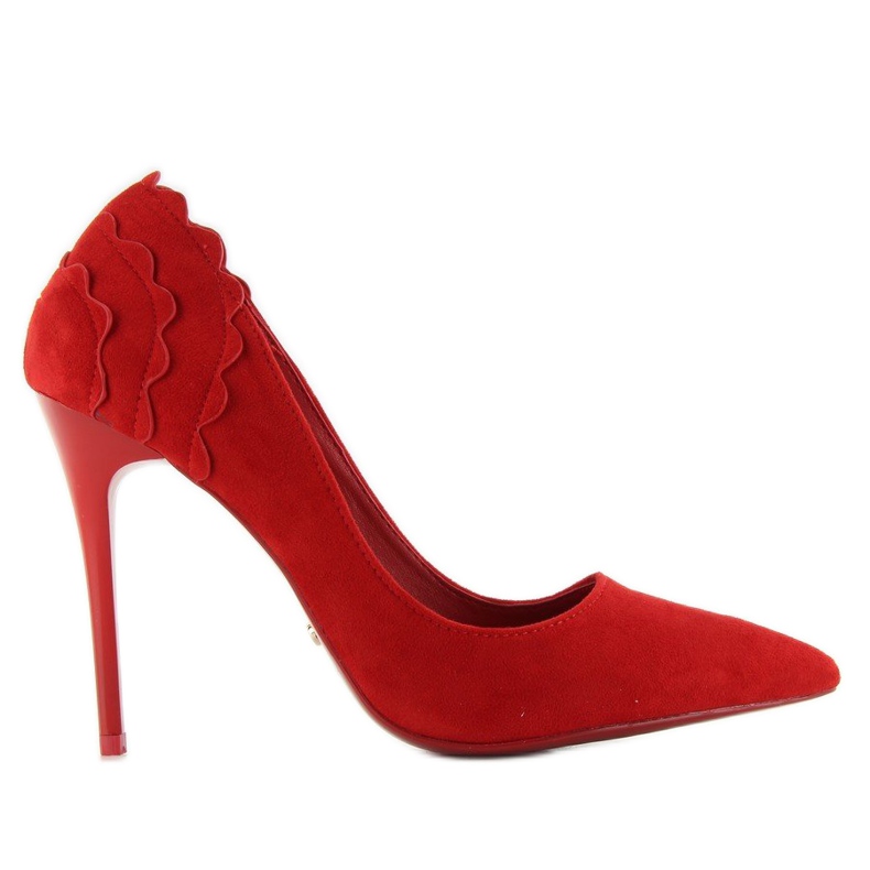 Tacones de ante con volante LE031 Rojo